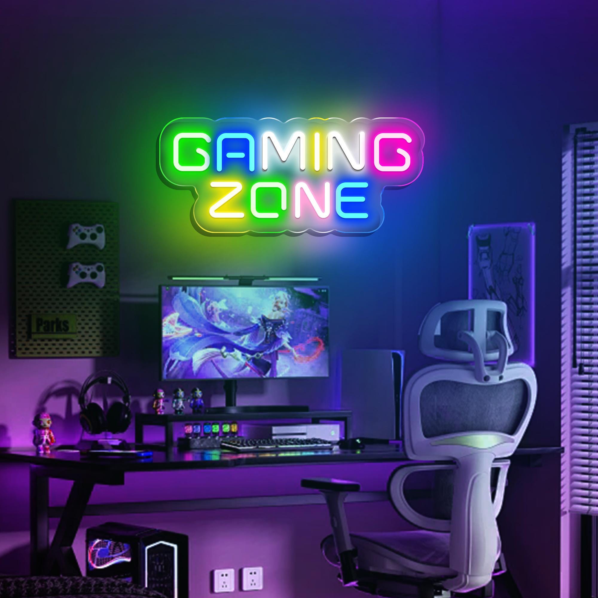 Personalized Gaming Zone Multicolor Neon Sign