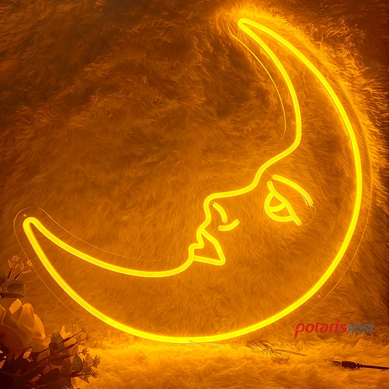 Personalized Moon face neon sign