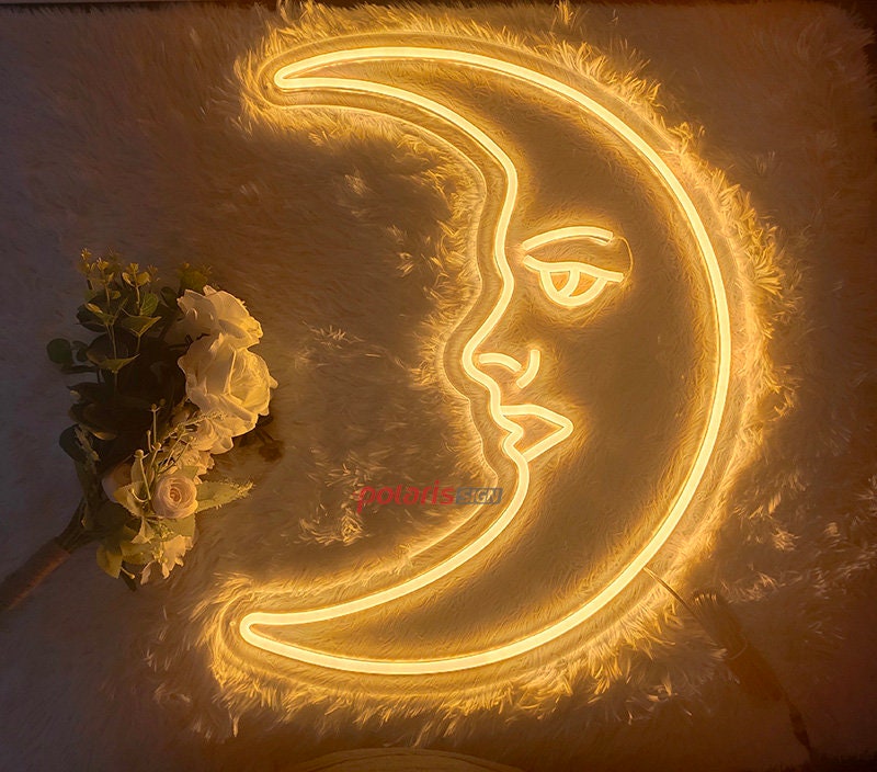 Personalized Moon face neon sign