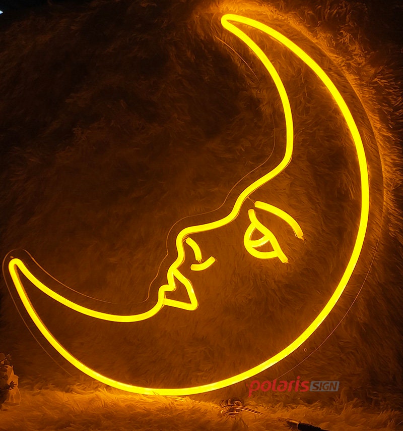 Personalized Moon face neon sign