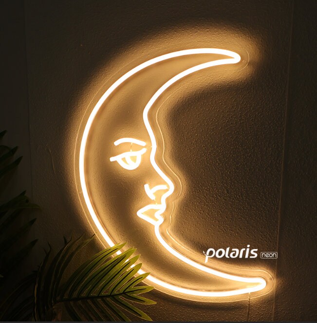 Personalized Moon face neon sign
