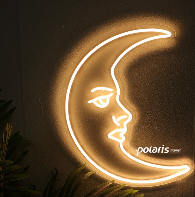 Personalized Moon face neon sign