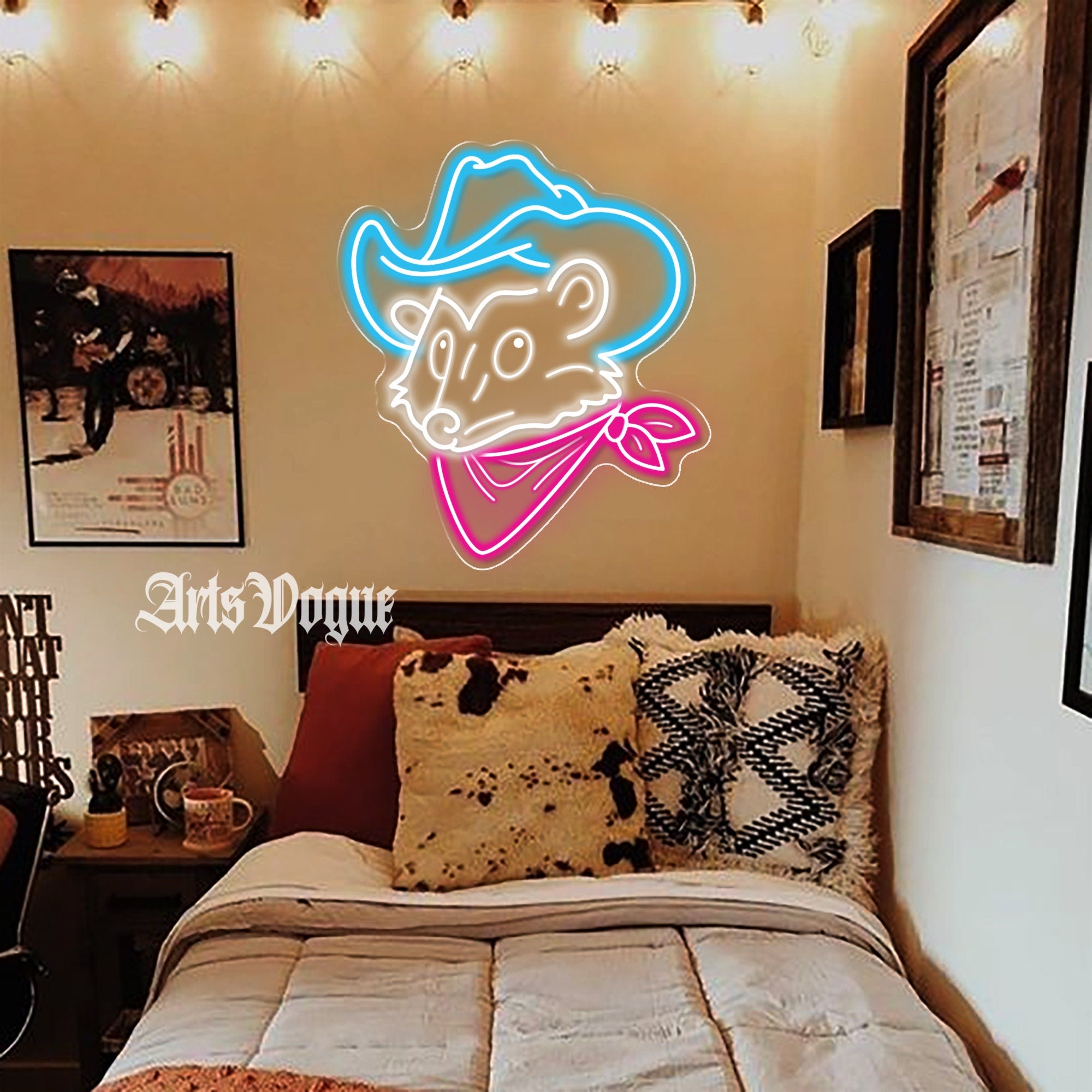 Personalized Cowboy Mouse Neon Sign