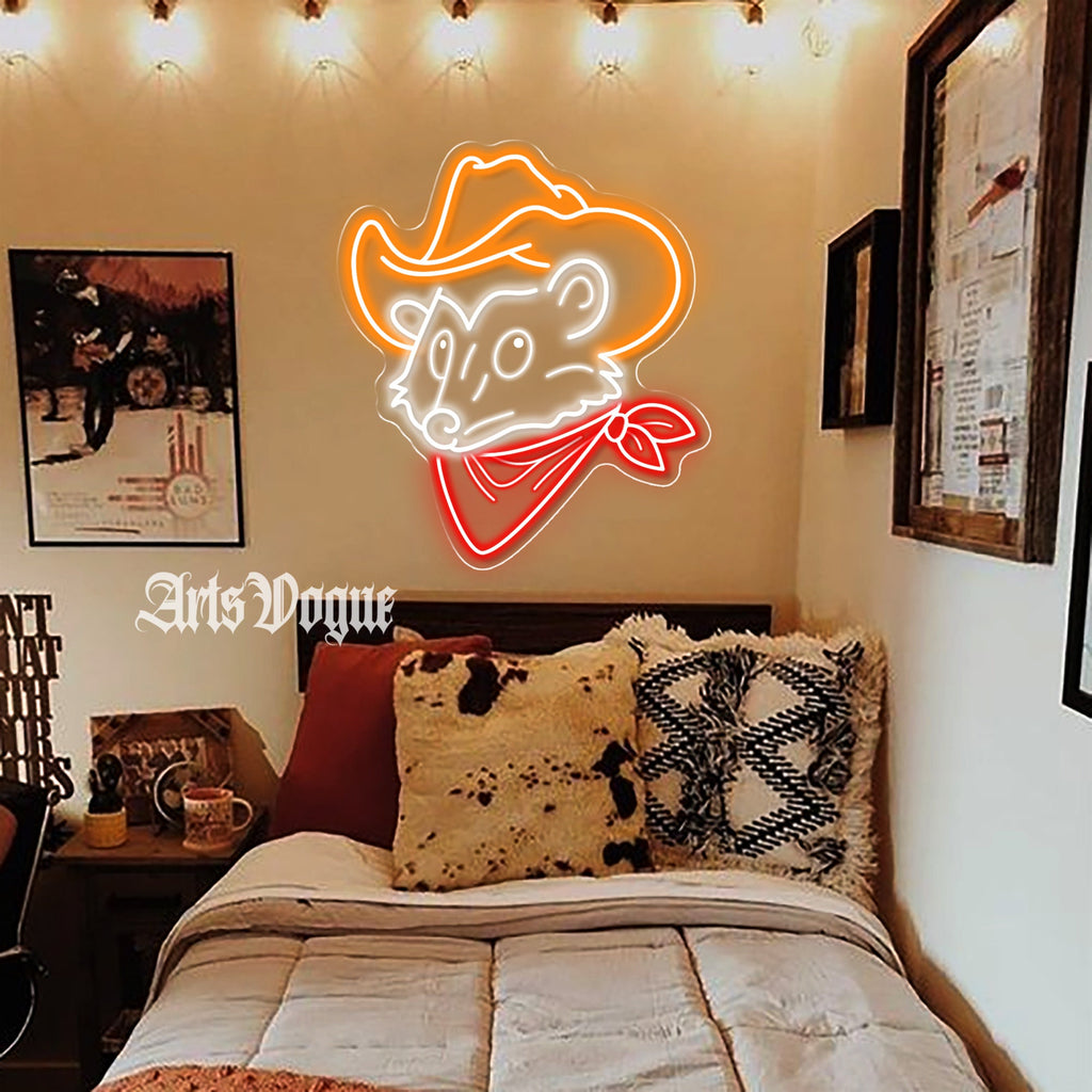 Personalized Cowboy Mouse Neon Sign
