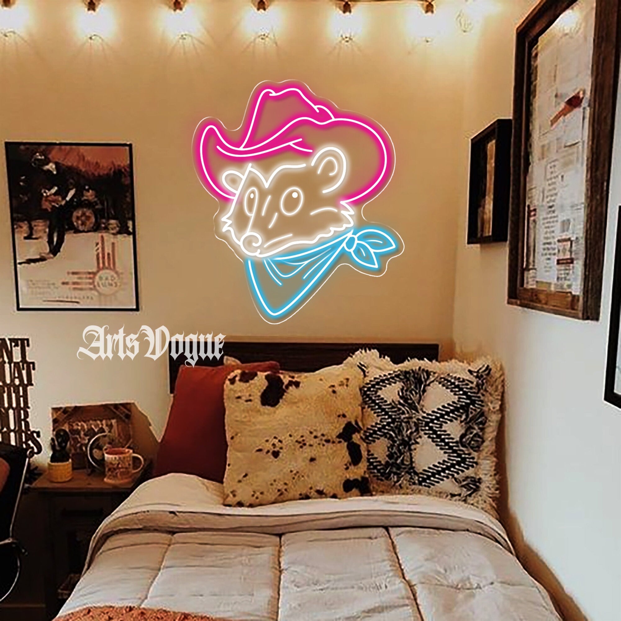Personalized Cowboy Mouse Neon Sign
